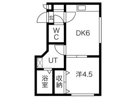 ブランノワール北2条(1DK/4階)の間取り写真