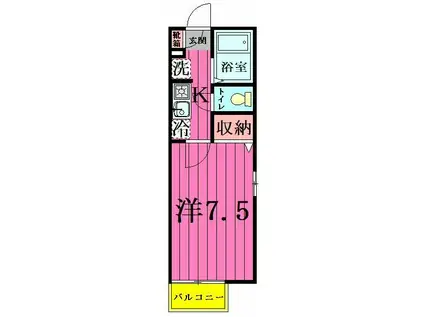 レインボーハイツ(1K/2階)の間取り写真