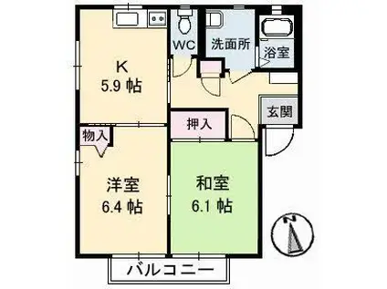 シャーメゾン侍町(2K/1階)の間取り写真