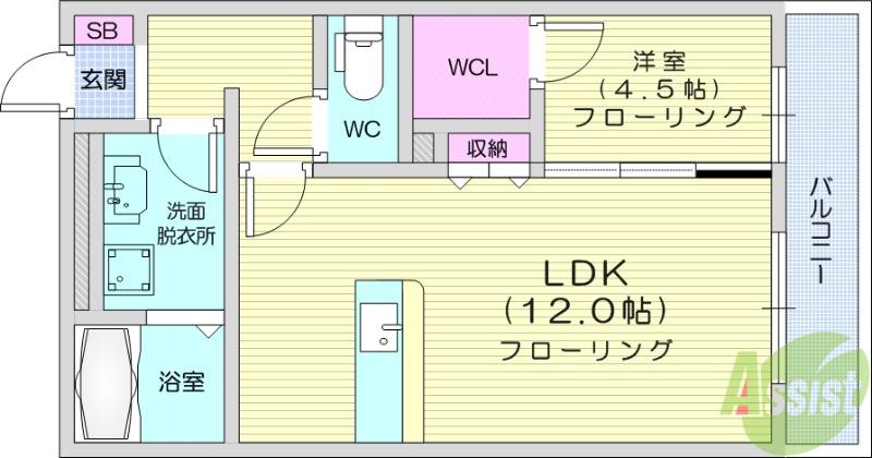 ハッピーホーム3番館(1LDK/1階)の間取り写真