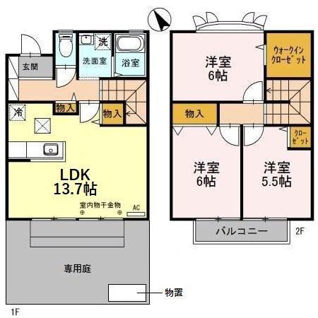 城東ペイサージュ(3LDK/1階)の間取り写真