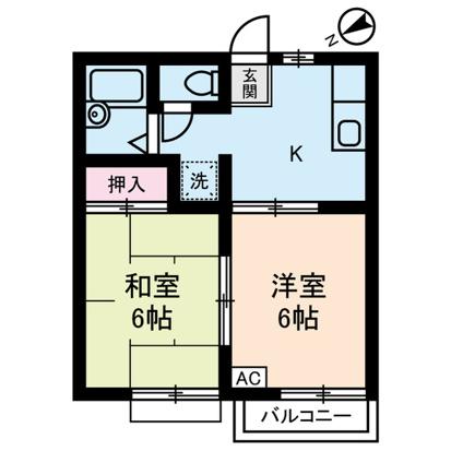 グレースコート(2DK/2階)の間取り写真