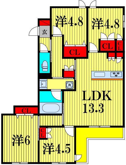 ライトガーツェおおたか(4LDK/1階)の間取り写真