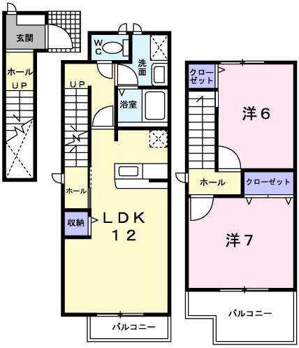 コータ・コート(2LDK/2階)の間取り写真
