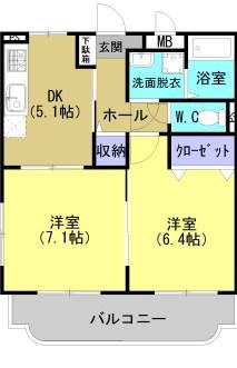 ユーミープラザ(2DK/3階)の間取り写真