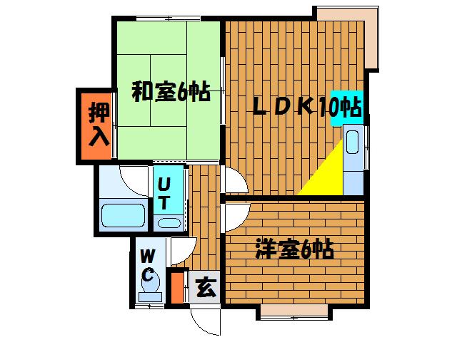 メゾンエアールI(2LDK/2階)の間取り写真