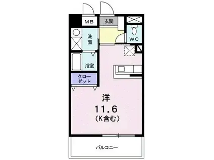 クイーンズコート(ワンルーム/4階)の間取り写真