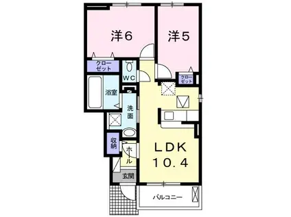コンフォール大坂(2LDK/1階)の間取り写真