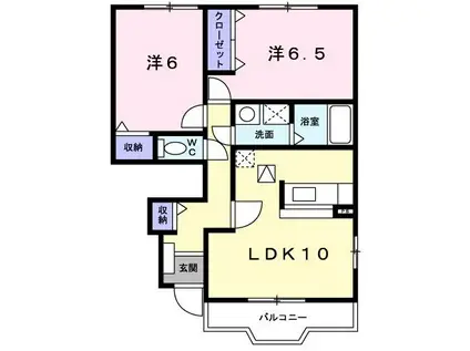 グリーン・ヴィラB(2LDK/1階)の間取り写真