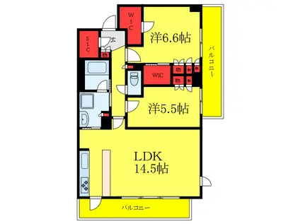 グラン・コート西日暮里(2LDK/9階)の間取り写真