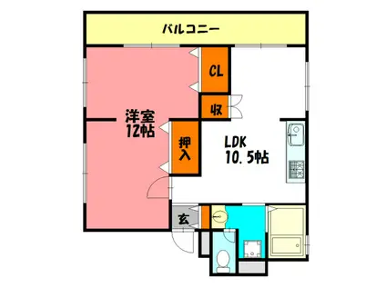 アベニール林崎(1LDK/1階)の間取り写真
