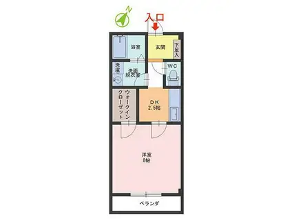 プランタン弥生(1DK/2階)の間取り写真