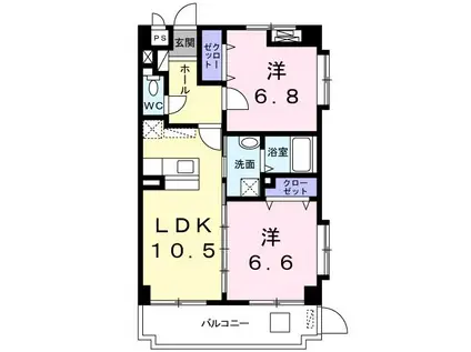 シャトーうふざと(2LDK/1階)の間取り写真