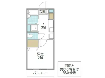 ビバリーヒルズ並木(1K/2階)の間取り写真