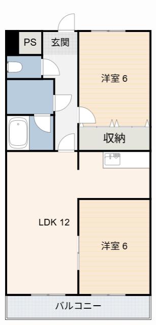 サンハイツ綾(2LDK/1階)の間取り写真
