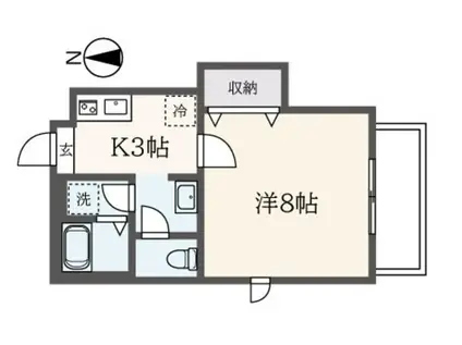 サンリヴェール(1K/2階)の間取り写真
