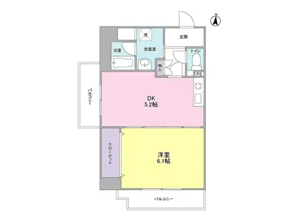 パルステ-ジ武庫之荘(1DK/4階)の間取り写真