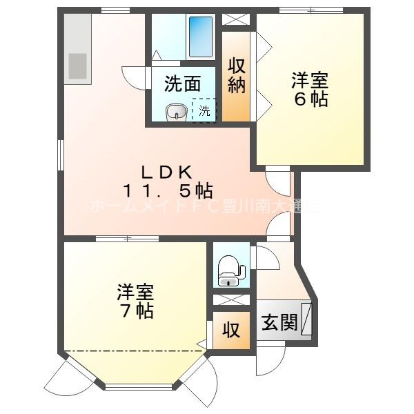 キャッスル北沢(2LDK/1階)の間取り写真