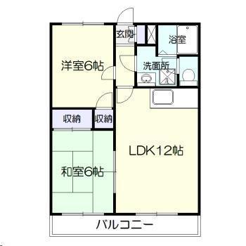オアシス加納(2LDK/1階)の間取り写真