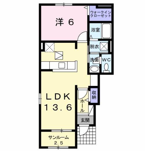 CASA二本松3(1LDK/1階)の間取り写真