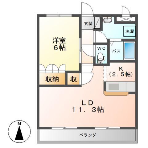 MILKY WAY(1LDK/2階)の間取り写真