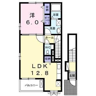 ラフレシール B(1LDK/2階)の間取り写真