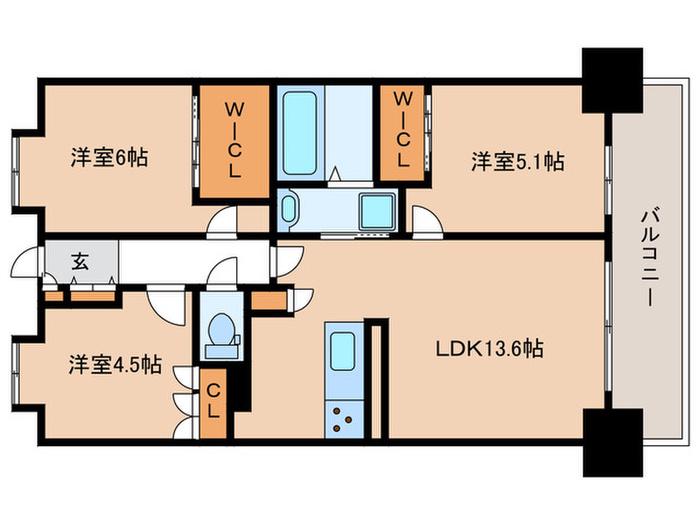 リビオシティ神戸名谷(3LDK/8階)の間取り写真