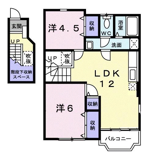 マロンハイムII(2LDK/2階)の間取り写真