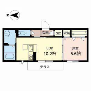リボーン谷田(1LDK/1階)の間取り写真