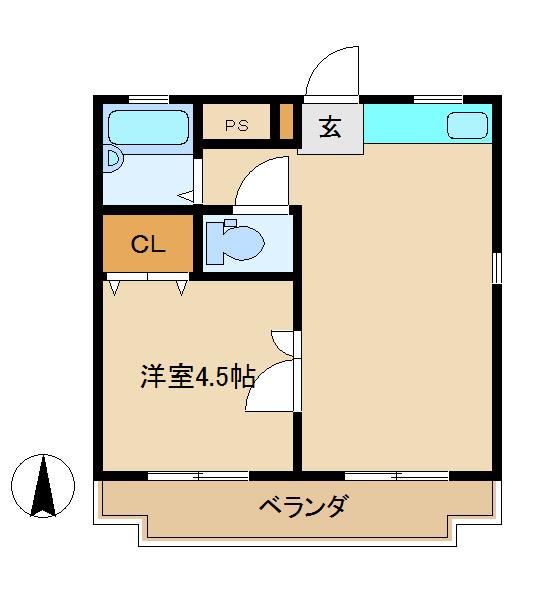 銀河ハイツ(1LDK/2階)の間取り写真