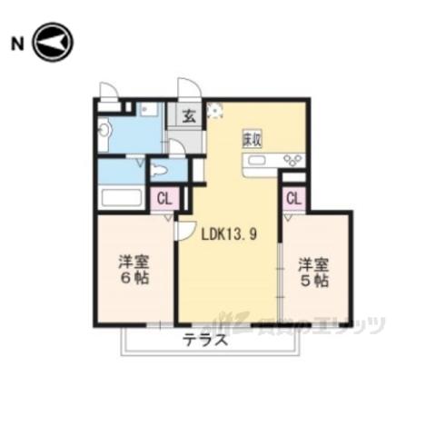 セジュールKOTO(2LDK/1階)の間取り写真