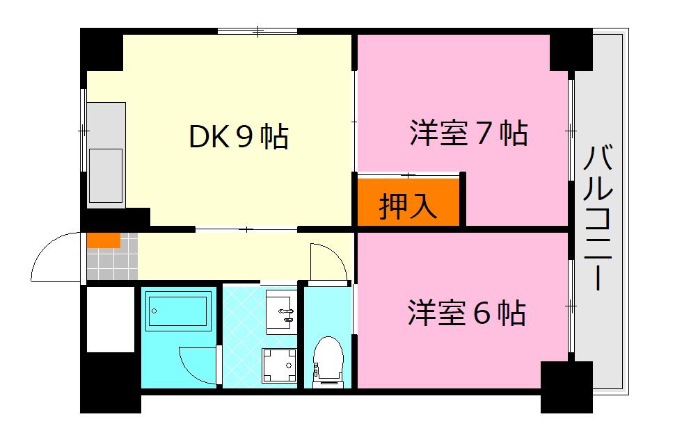 モリヤビル(2DK/3階)の間取り写真