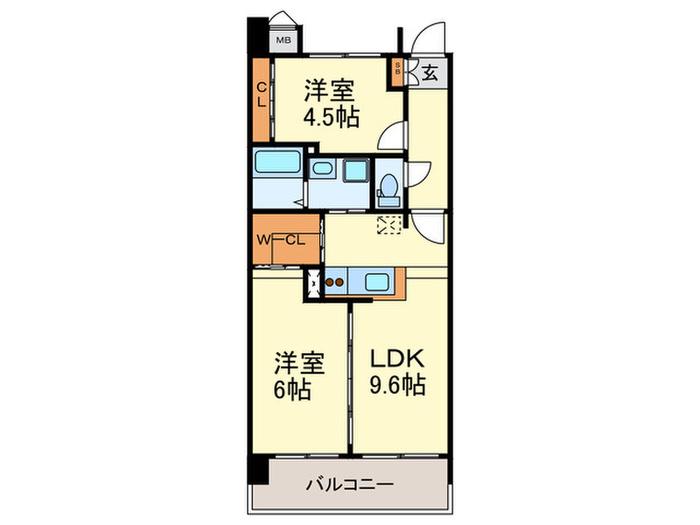 KDX清水レジデンス(2LDK/5階)の間取り写真