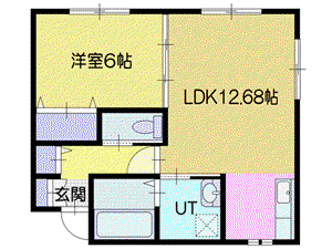 ECOA緑町V(1LDK/2階)の間取り写真