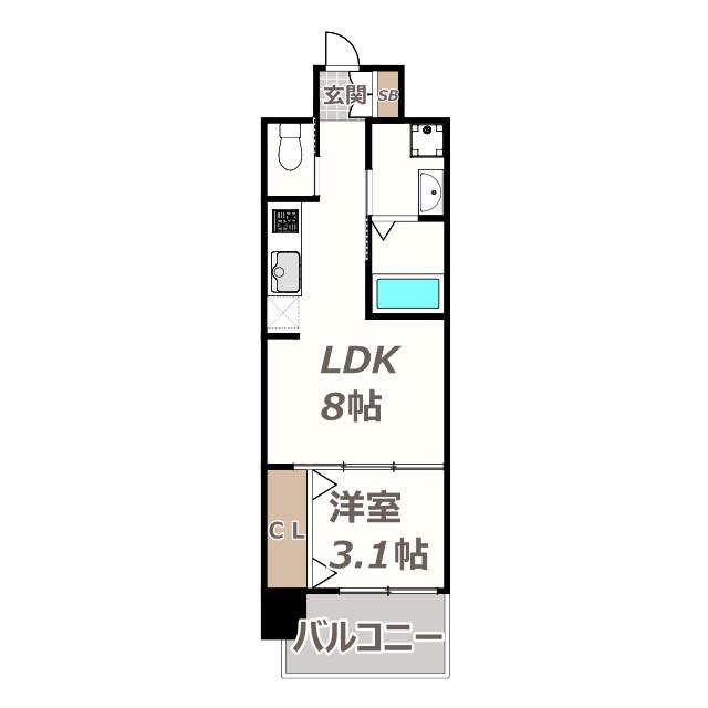 リヴィアス三明町(1LDK/1階)の間取り写真