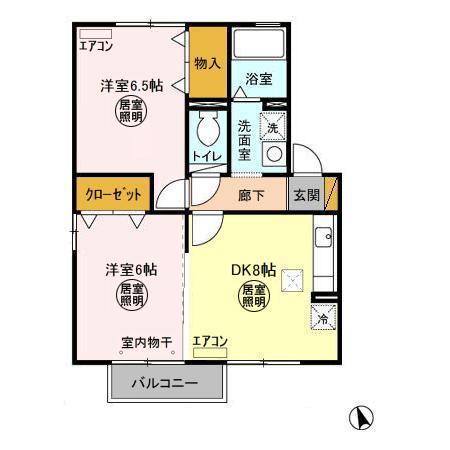 グリーンヴィラカサハラ(2DK/1階)の間取り写真