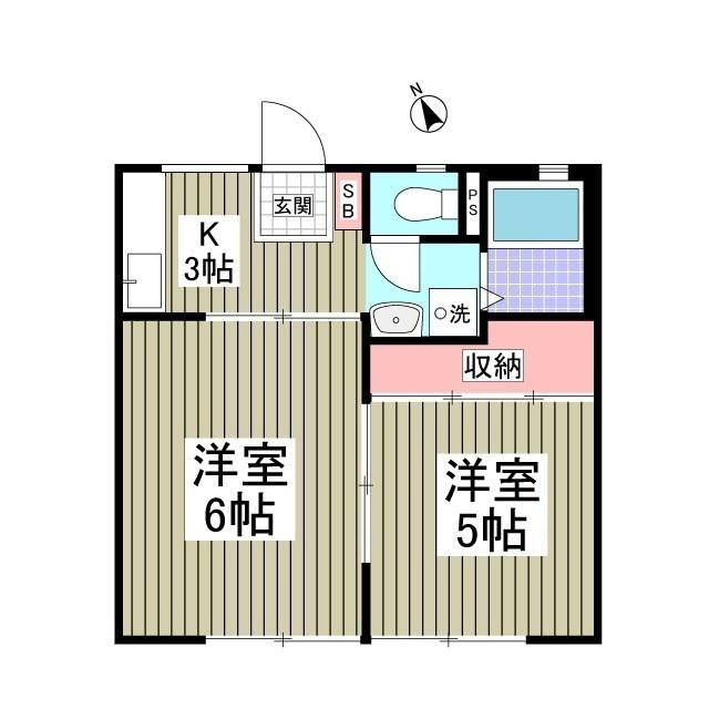サンシティ江田 B(2K/1階)の間取り写真