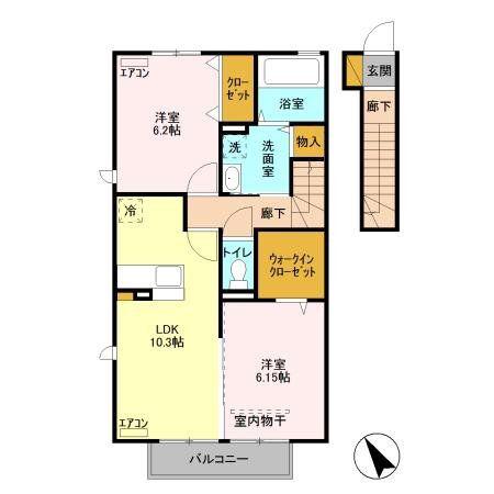 アマービレ A棟(2LDK/2階)の間取り写真