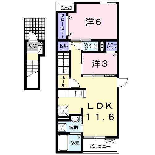 アムール 琴 III(2LDK/2階)の間取り写真