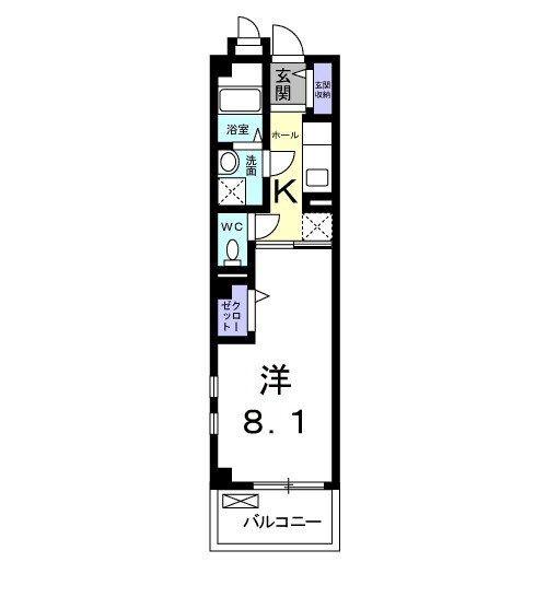 CASA桂徳(1K/2階)の間取り写真