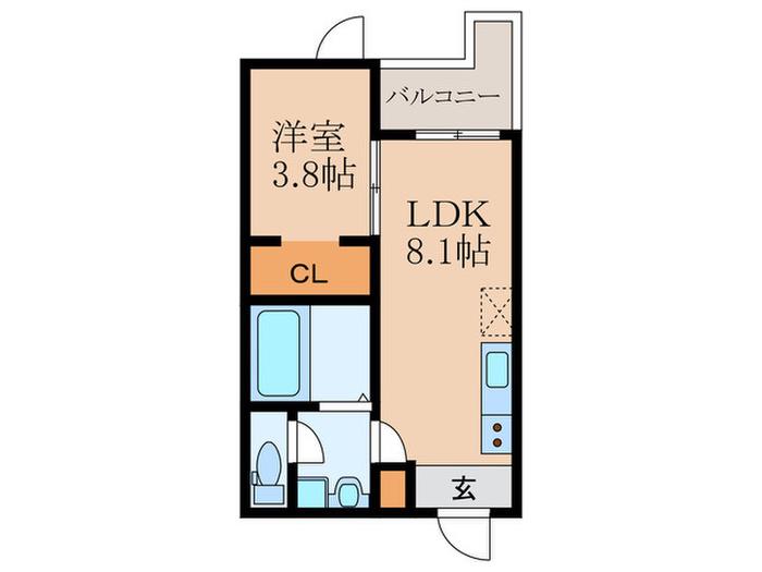 CRECIA中島(1LDK/2階)の間取り写真