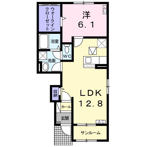 フォンテーヌII(1LDK/1階)の間取り写真
