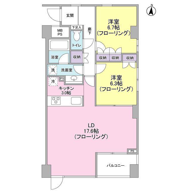 ポローニアハウス赤堤(2LDK/3階)の間取り写真
