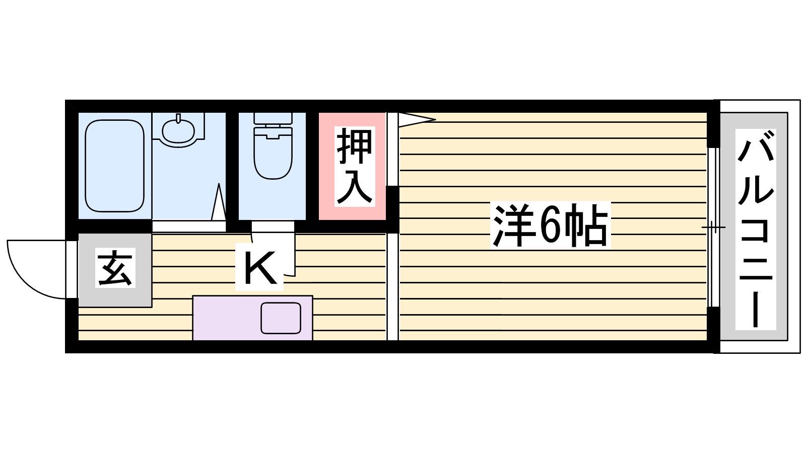 リヴェール田寺(ワンルーム/1階)の間取り写真