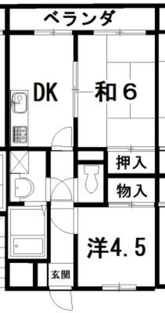 アルコート国立(2DK/3階)の間取り写真