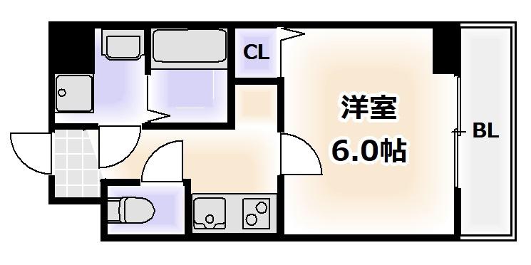 グランパシフィック松虫通(1K/2階)の間取り写真