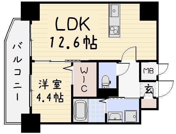 ザ・旦過(1LDK/6階)の間取り写真