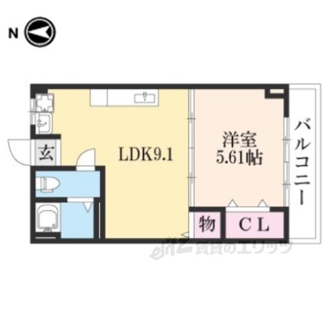 グリシーヌ桃山南(1LDK/4階)の間取り写真