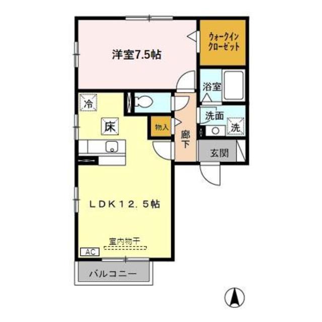 CASA杜A(1LDK/1階)の間取り写真