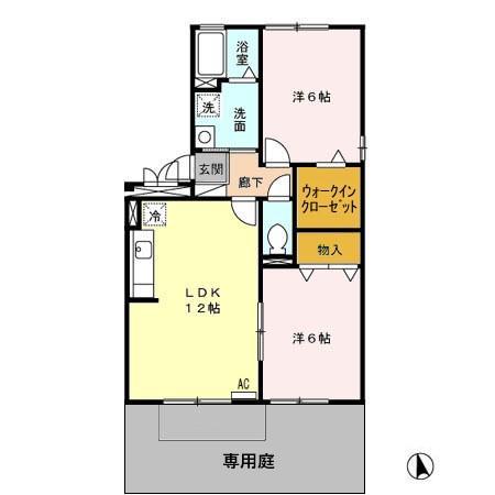 ジェントリー(2LDK/1階)の間取り写真